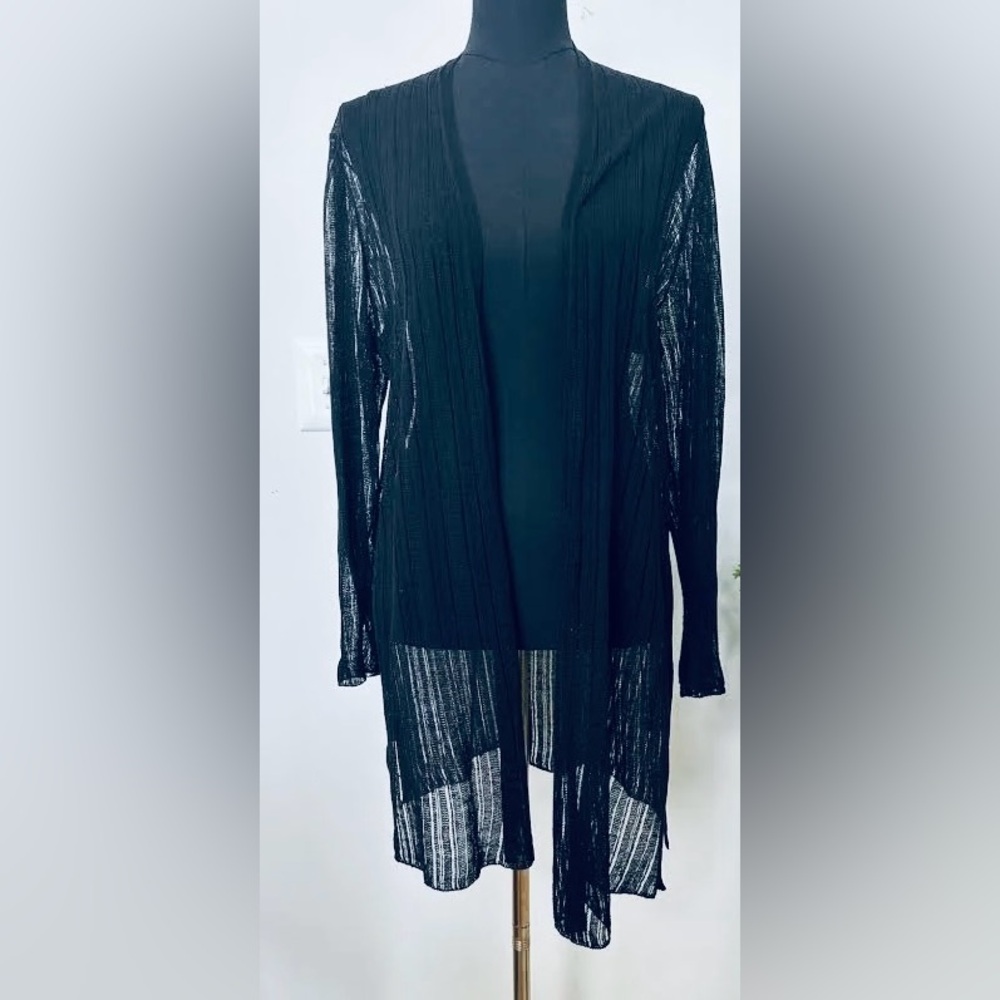 EILEEN FISHER Mesh Cardigan Tunic- Size Small/Petite-Black READ!!